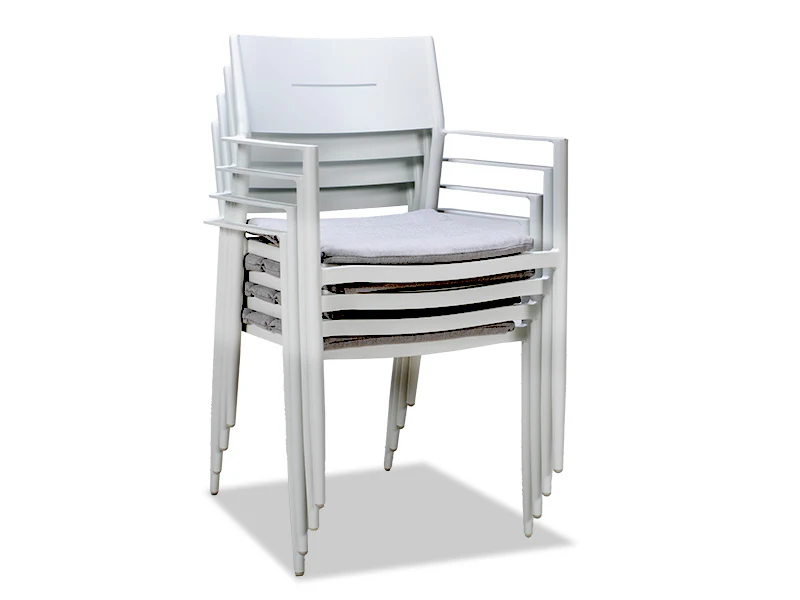 Cottesloe Outdoor Dining Chair with Cushion - White - Image 4