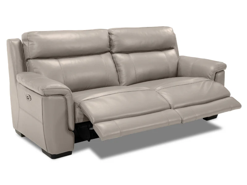 Genoa 2.5 Seat Leather Electric Recliner - Feather Grey - Image 3