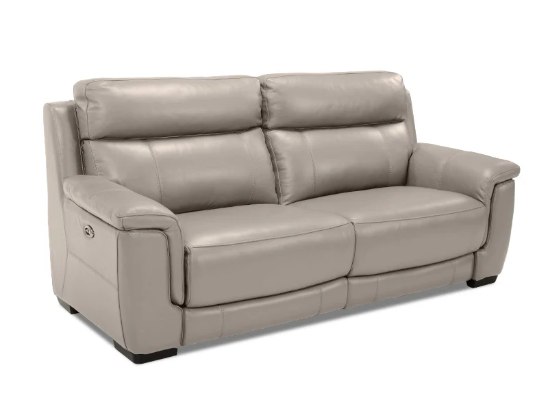 Genoa 2.5 Seat Leather Electric Recliner - Feather Grey - Image 4