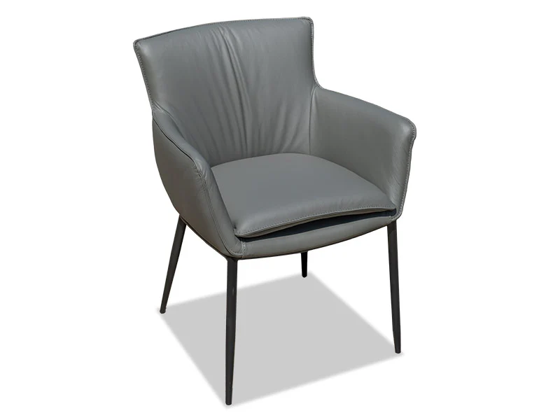 Holly Leather Dining Chair - Charcoal Leather - Image 3