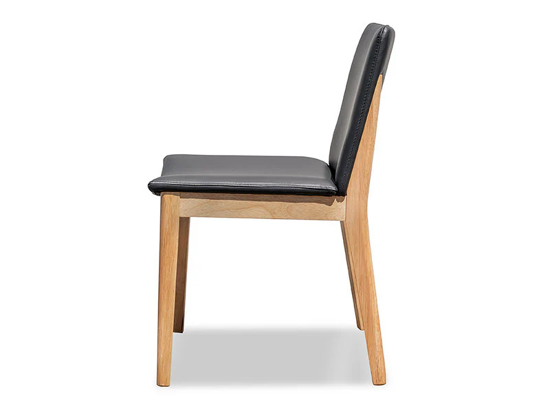 Luca Leather Dining Chair - Black - Image 3