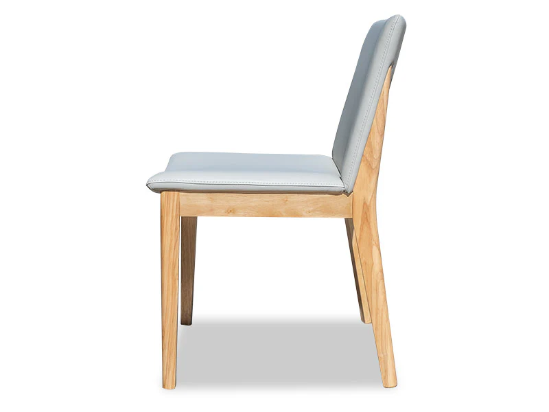 Luca Leather Dining Chair - Light Grey - Image 2