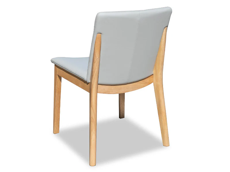 Luca Leather Dining Chair - Light Grey - Image 3