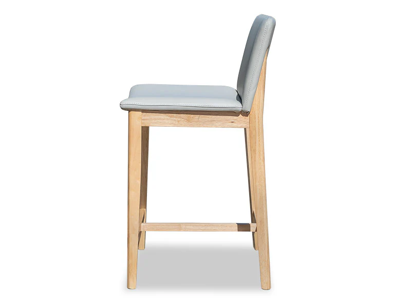 Luca Leather Barstool - Light Grey - Image 3