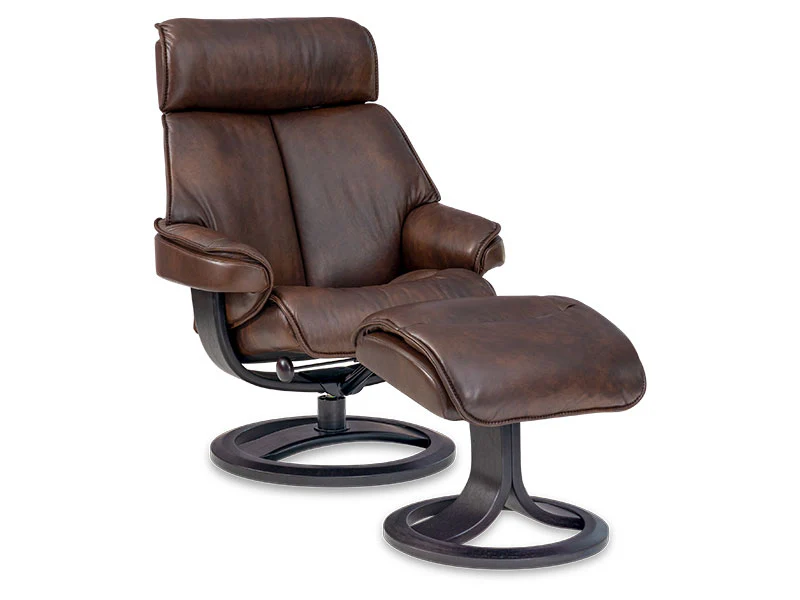 Nordic NC98 Large Chair & Ottoman - Stone Prime Leather - Image 2