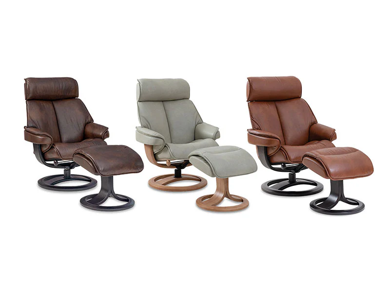 Nordic NC98 Large Chair & Ottoman - Stone Prime Leather - Image 6