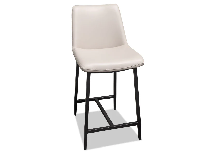 Oliver Leather Barstool - Light Grey - Image 3
