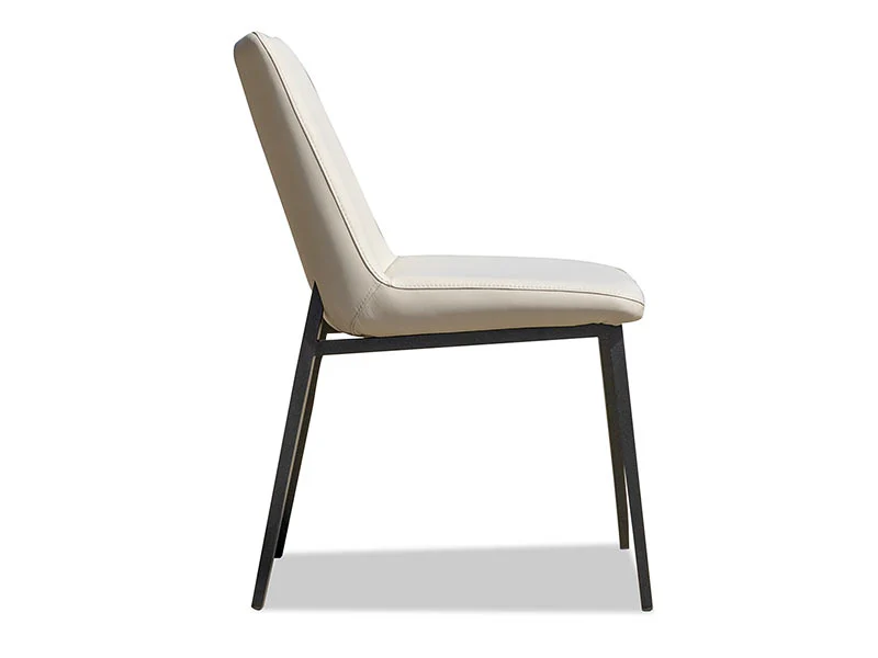 Oliver Leather Dining Chair - Light Grey - Image 2