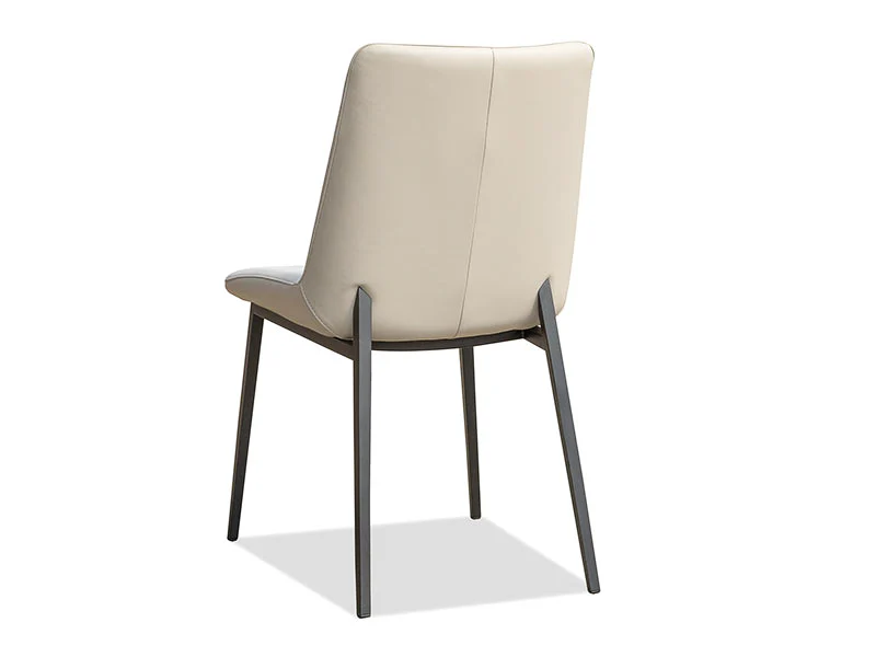Oliver Leather Dining Chair - Light Grey - Image 3