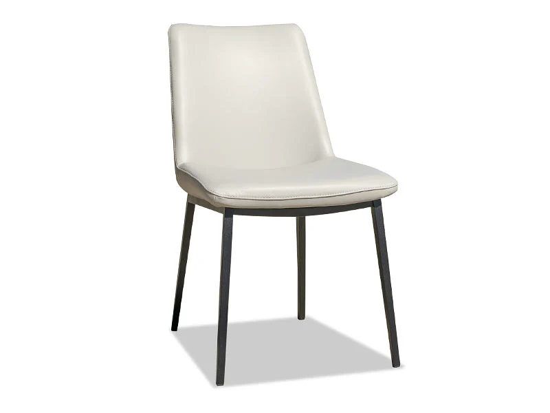 Oliver Leather Dining Chair - Light Grey - Image 4