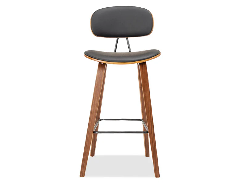 Sleek Barstool 4 Legs - Black/Walnut