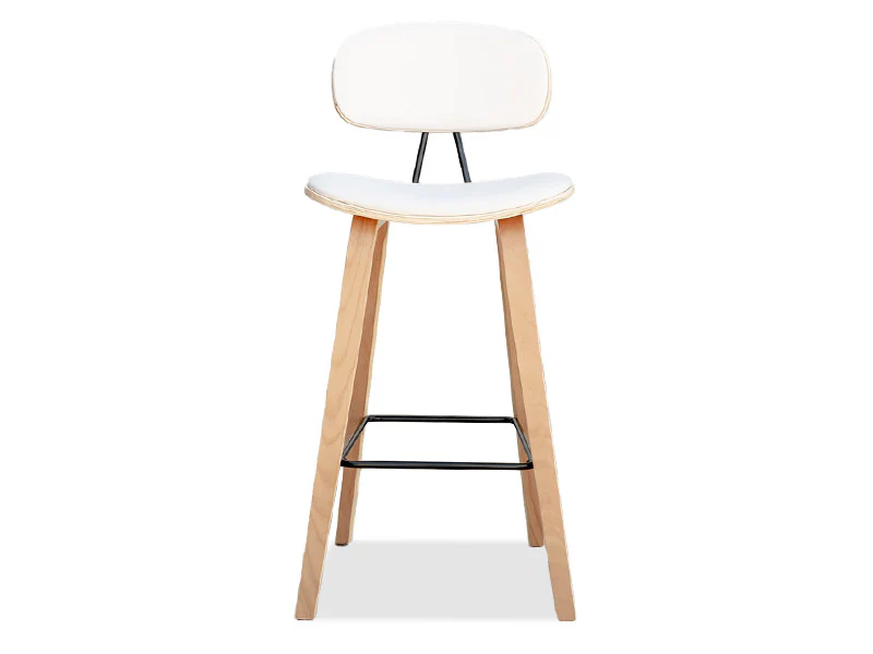 Sleek Barstool 4 Legs - White/Natural