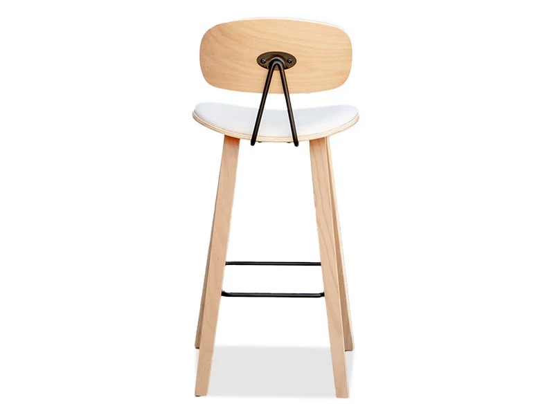Sleek Barstool 4 Legs - White/Natural - Image 2
