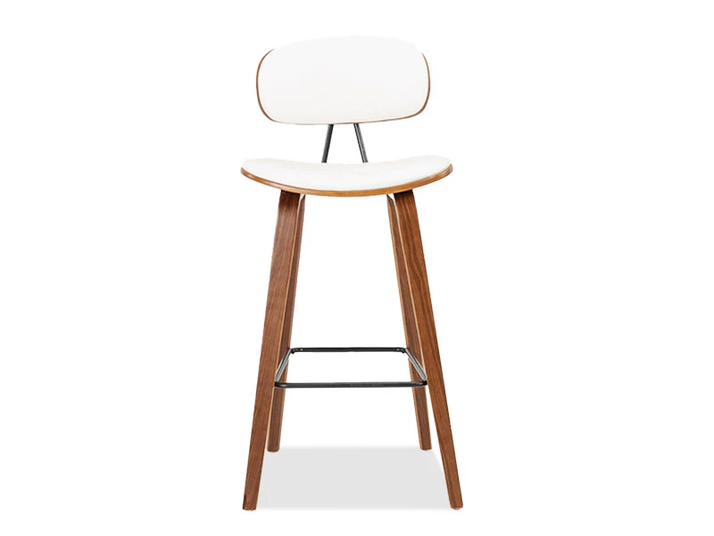 Sleek Barstool 4 Legs - White/Walnut