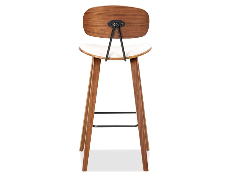 Sleek Barstool 4 Legs - White/Walnut - Image 2