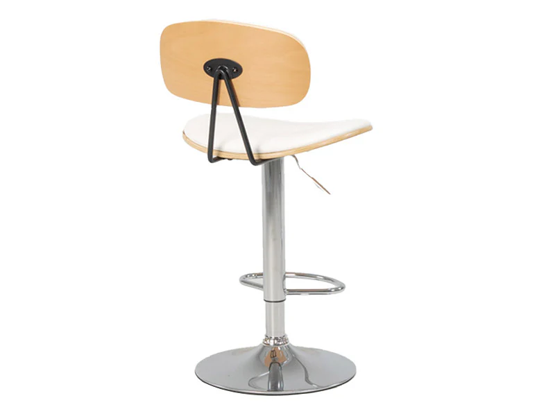 Sleek Barstool Gas Lift - White/Natural - Image 2