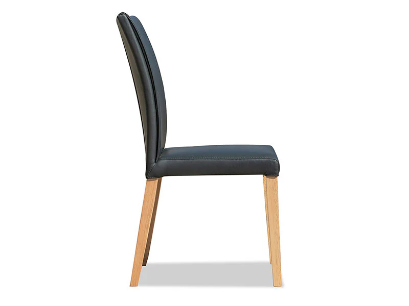 Trent Leather Dining Chair - Black - Image 3