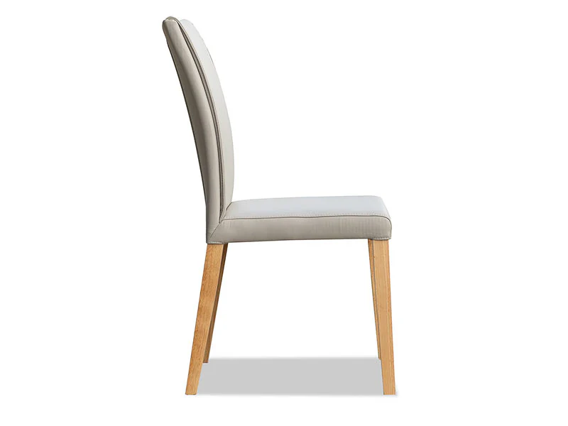 Trent Leather Dining Chair - Light Grey - Image 3